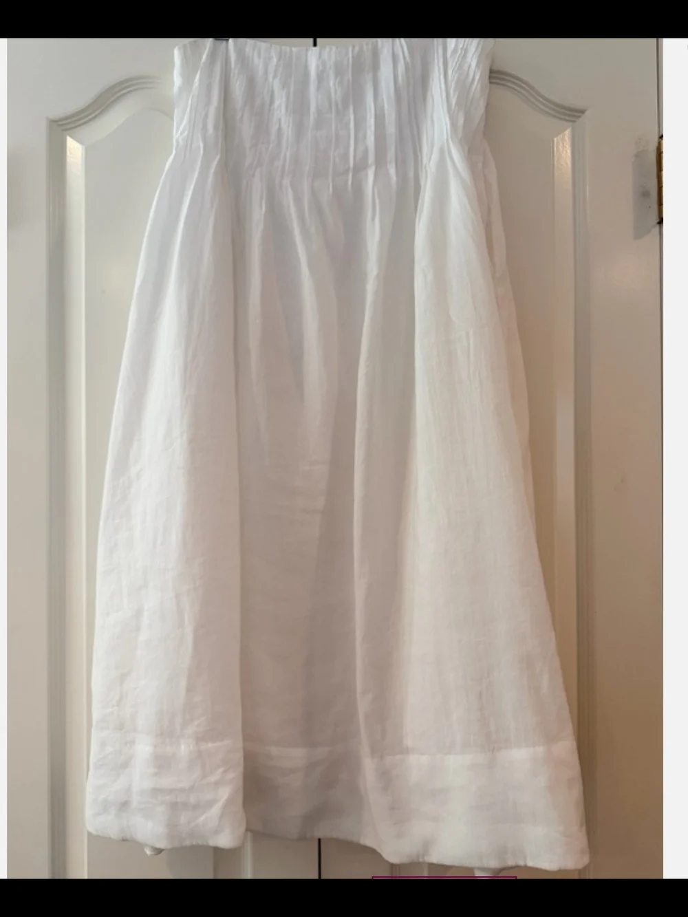White Maxi Skirt - Pleating At Waist Cotton Lined With Pockets
